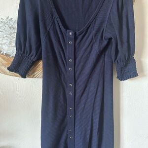 Betsey Johnson Blue Sheath Dress with Cuffed Sleeves